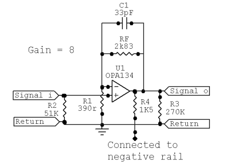 Circuit of pre-amp used in the Propod system